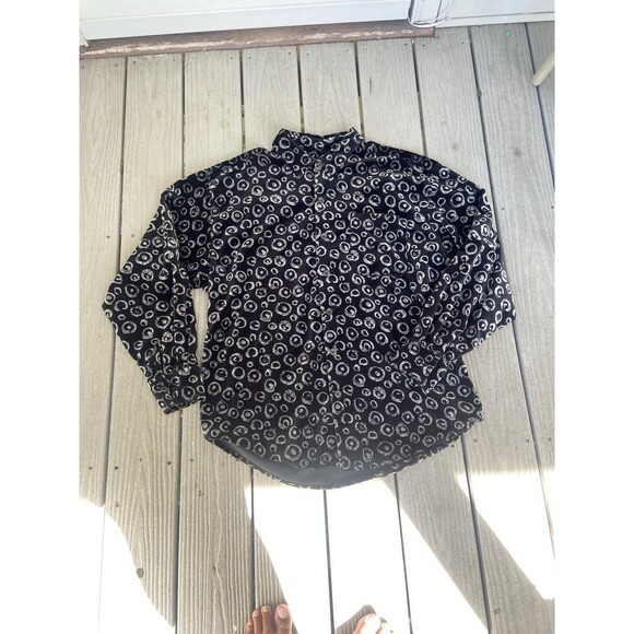 Vintage True Grit Men’s L Lustre Cotton Velvet Button Up Shirt Black  Silver USA - Picture 13 of 16